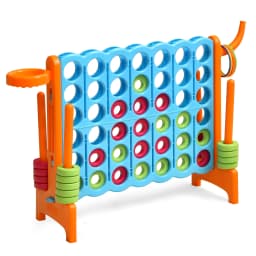 DORTALA Giant 4 in a Row Game Jumbo Connect 4 Garden Games w/42 Rings Basketball Hoop Orange/Blue/White/Red/Grey/Green