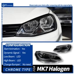 Car Lights for Golf 7 2013-2017 MK7 LED Auto Headlight Assembly and Front Grill Upgrade Dynamic Bifocal Lens LHD RHD Accessories