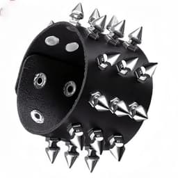 4Pcs Punk Leather Bracelet Set Spiked Studded Chain Rivets Black Cuff Adjustable Gothic Rock Biker Wristband Jewelry Men & Women