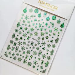 Sliver Bronzing 3D Christmas Nail Art Decoration Sticker Sparkly White Colorful Glitter Geometry Snowflake Winter Slider Foil