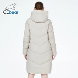 ICEbear 2023 winter quilted coat new long womens cotton jacket warm casual hooded parka GWD3716I