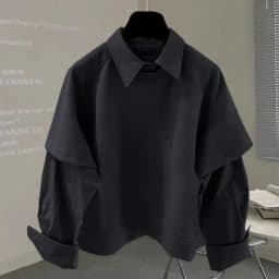 Two-piece Spliced long-sleeved Shirt for Autumn Winter Men's New Sweatshirt Korean Style Trendy Loose Fashion Versatile Top