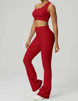 Women Yoga Set 2 Piece High Elastic Slim Fit High Waist Leggings Gym Tops Tummy Control Booty Lifting Workout Activewear