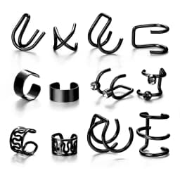 12PC Creative Gold Color Leaves Clip Earrings for Women Men Simple C Ear Cuff No Piercing Ear Ear Clip Set Trend Jewelry Gift