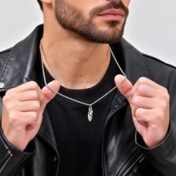 Blue Wishing Stone Necklaces for Men Boys,Trendy Hip Hop Metal Pendant Necklaces,Vintage Birthday Party Male Jewelry Gift