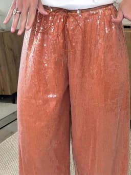 Street Women's Sequin Lace Up Pants Elastic Low Waist Wide Leg Female Trousers 2026 Spring Summer Lady Shiny Party Chic Pants
