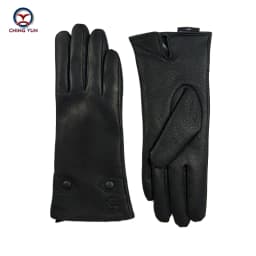 Women's Winter Leather Gloves Soft Lined High-Quality Deer Skin Touch Fastening Design Outdoor Warm Windproof Mittens