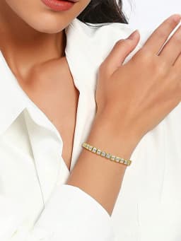 Handmade 14K Gold 3mm Lab Diamond Bangle Bracelet Engagement Wedding Bracelets for Women Bridal Trendy Party Jewelry