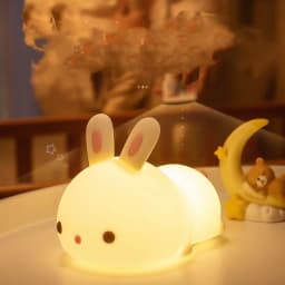 Touch Sensor RGB LED Rabbit Night Light Colorful USB Rechargeable Silicone Bunny Lamp for Children Baby Toy Festival Gift