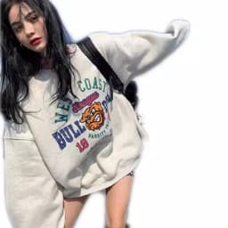 Winter Thickened Long Sleeve Sweatshirt Lazy Style Oversized Hoodie Women's round Neck Personalized Letter Print Casual Top