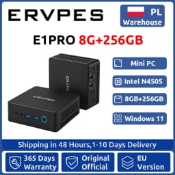 ERVPES E1PRO Mini Pc 8GB LPDDR4 256GB SSD Intel N4505 Windows 11 Pro Dual-Band Wifi BT5.0 Office Desktop Mini Computer