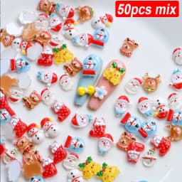 10/50Pcs Christmas Alloy Bell Nail Charms Red Bow Pendant Nail Art Decorations 1.2*1.5cm Party Style Bow Bell Nail Accessories