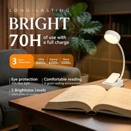 LED Clip On Book Light USB Charging Dimmable 3Color Mode LED Night Light Portable Reading Light for Bedroom Office Study Reading