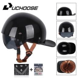 Uchoose Summer Motorcycle Casque DS Baseball Cap Helmet Retro Helmets Vintage Open Face Scooter Cruiser Chopper Gangster