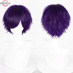 Anime 30cm Short Straight Cosplay Wig Black White Green Brown Purple Blue Gray Red Gold Man Women Heat Resistant Synthetic Hair