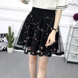 Mini Skirts Women Elegant Cute Black A-Line Korean Fashion Streetwear Skirt A Line Mesh Elastic Tulle Pleated Lolita Skirt