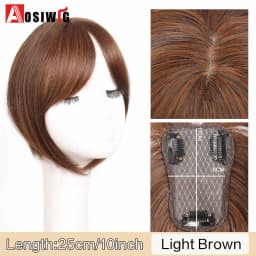 Long Straight Topper Hair Piece With Bangs Invisible Seamless Clip Overhead Toupee Invisible Replacement block Cover White Hair