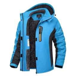 TACVASEN Womens Multi-pocket Ski Jacket with Detachable Hood Windproof Water-Resistant Fleece Lined Coat Wear-resistant Softshel
