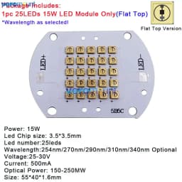 High Power 6W 12W 15W 18W 22W Deep UVC UVB 254nm 270nm 290nm 310nm 340nm 10/20/25/30/36 Integrated LED Module for Sterilization