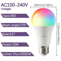 E27 Base RGB LED Bulb 24 Key Remote Control Dimmable 10W AC220V 110V Colorful Change For Bedroom Living Room Desk Lamp