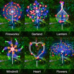 8 Mode Solar Powered Outdoor Grass Globe Dandelion Fireworks Lamp 90/120/150/180/200 LED For Garden Lawn Landscape Holiday Light
