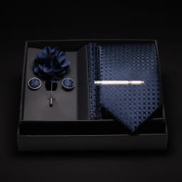 JEMYGINS New Designer Silver Gray Ties For Men Wedding Party Neck Tie Pocket Square Cufflink Pin Gift Box Set Gravat Accessories