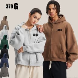 Custom LOGO women's Autumn Winter New 370G Heavy Fleece BOXY Short and Wide Double Head Zipper Cardigan Couple Hooded Sweater
