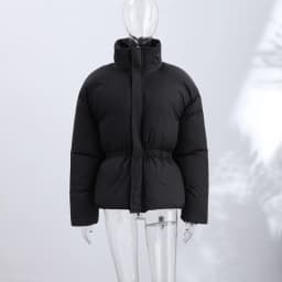 Fashion Glossy Padded Jackets Women's Drawstring Zipper Stand Collar Thicken Coats 2026 New Ladies Winter Solid Color Outwear