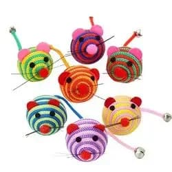 3/5/7pc Pet Cat Toy Stripe Nylon Rope Round Ball Mouse with Bell Pet Cat Chew Toy Cat Toy Interactive Mouse Ball Pet Product