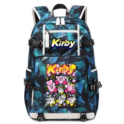 Kirby Cartoon Print Student Backpack Large Capacity Travel School Bag for Kids Teens