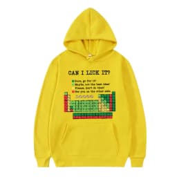 Funny Periodic Table“Can I Lick It? Chemistry Print Hoodie Men Women Casual Hoodies Long Sleeves Hip Hop Vintage Sweatshirts Top