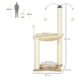 PawHut Cat Tree for Indoor Cats w/ Scratching Posts Hammock, Toy Ball - Beige