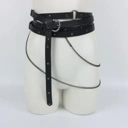 UYEE Retro Viking Style Belt Adjustable Medieval PU Leather Belt with Metal Chain Punk Steampunk Cosplay Accessories