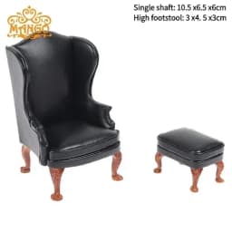 Doll house sofa furniture model simulation double leather sofa Miniature Furniture Armchair Sofa Footstool Doll Decor Toy
