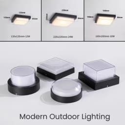 Square Outdoor LED Ceiling Lamp Surface Mounted Waterproof Sconces Bathroom Porch Garden Exterior Wall Lighting Fixture 110/220V