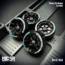 Kicarmod 1/64 Resin "Dove" Center Lock Racing Model Wheels 10.8mm with Rubber Tires & Dynamic Bearings for MINIGT 911 R8