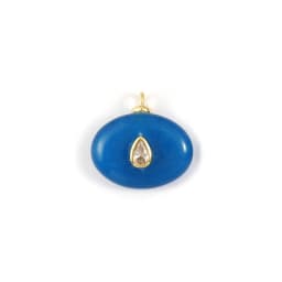 1 Piece Brass & Cubic Zirconia Natural Stone Geometric Charms 18K Gold Plated Olivary Round Pendant For DIY Necklace Making