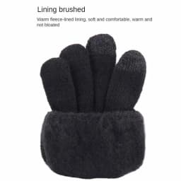 Winter Men Knitted Gloves Warm Full Fingers Touch Screen Anti-Slip Gloves for Cycling Running Driving Hiking Camping Work Mitten