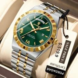 POEDAGAR Luxury Top Watch For Man Classic Week Date Waterproof Luminous Men Wristwatch Stainless Steel Quartz Men's Watches Male