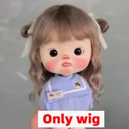 Blyth doll wig soft wavy curving air bangs Long hair Short hair High Ponytail for Big Size Head Doll DianDian Wig 9-10 inch