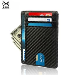 Carbon Fiber Slim Wallets RFID Blocking Credit Card Holder Pu Leather Small Slim Minimalist Ultra Bag Male Smart Wallets for Men