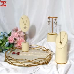 Creative Combination with Jewelry Display Case Metal Beige Suede Rack Ring Necklace Bracelet Pendant Shooting Counter Props