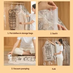 Vacuum Hanging Storage Bags Space Saving Clothes Compression Covers Reusable Closet Bag For Down