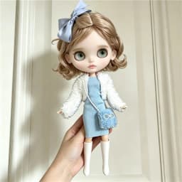 For Blythe Doll Outfit Clothes Luxury Checkered Coat Dress Set Sweet Princess Bowknot Skirt Clothing For Barbies OB24 Small 1/6