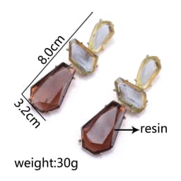2026 New Fashion Irregular Coffee Resin Long Dangle Earrings Women Indian Ethnic Vintage Statement Metal Big Earrings Jewelry
