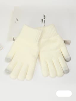 Touchscreen Gloves, Winter Thickened with Fleece, Warm and Cold-Proof, Suitable for Students Using Mobile Phones and Cycling, Knitted Wool Double-Layer Five-Finger Gloves
