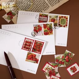 45Pcs/box Strawberry Stickers Album Diary Label Scrapbooking Material DIY Journaling Stationery Cute Fruit Decorative Paper