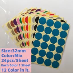 12 Sheets/Pack Mix Color Circle Round Color Coded Adhesive Label Dot Sticker 6mm/8mm/10mm/13mm/16mm/19mm/25mm/32mm/50mm/100mm