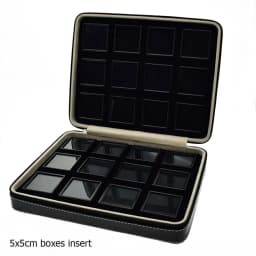 High-End Black Leatherette Gemstone Storage Box Diamond Travel Case Jewelry Holder with Gem Box Protable