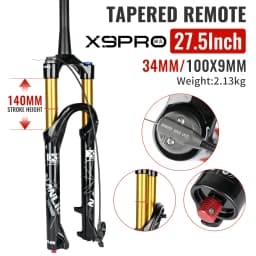 Nanlio X9 Pro MTB Air Suspension Fork 34mm 140/160mm Travel 26/27.5/29 Inch 100x9 100x15 Damping Rebound Bike Fork